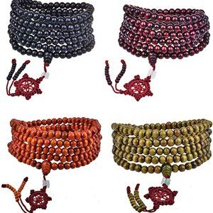 Mala Beads 216 6mm Wood Prayer Meditation beads Bracelet Sandalwood Link Wrist N